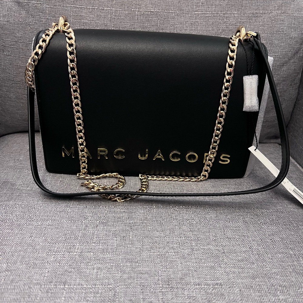 Marc Jacobs Black Crossbody Bag with Gold Chain